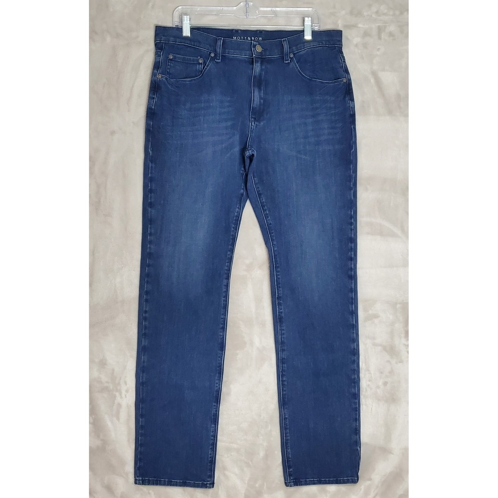 Mott & Bow Jeans Mens 36x34 (35X33) Dark Blue Broome Slim Fit Stretch Denim EUC